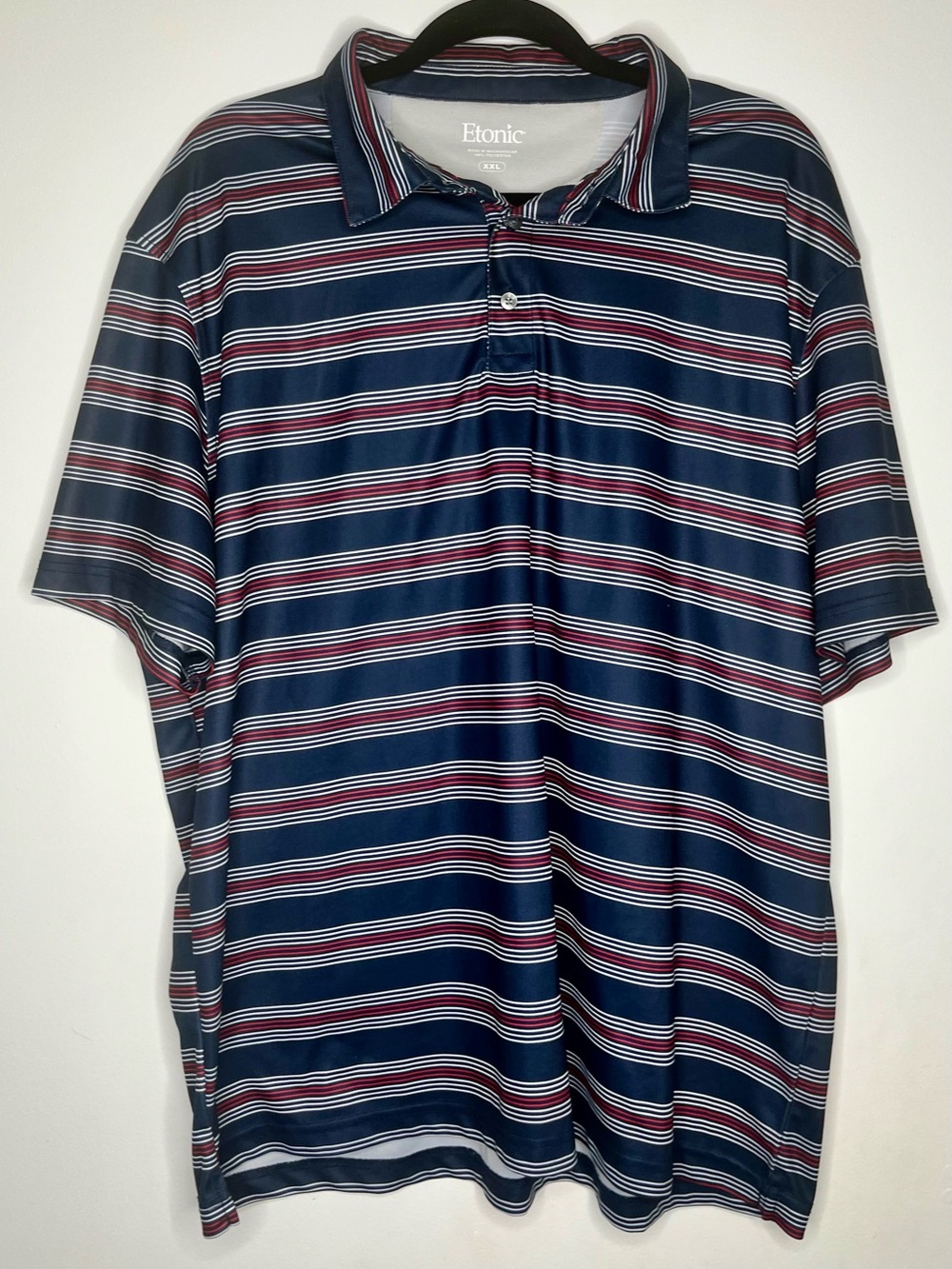 Etonic Navy Polo with White and Red Stripes - Picture 1 of 3